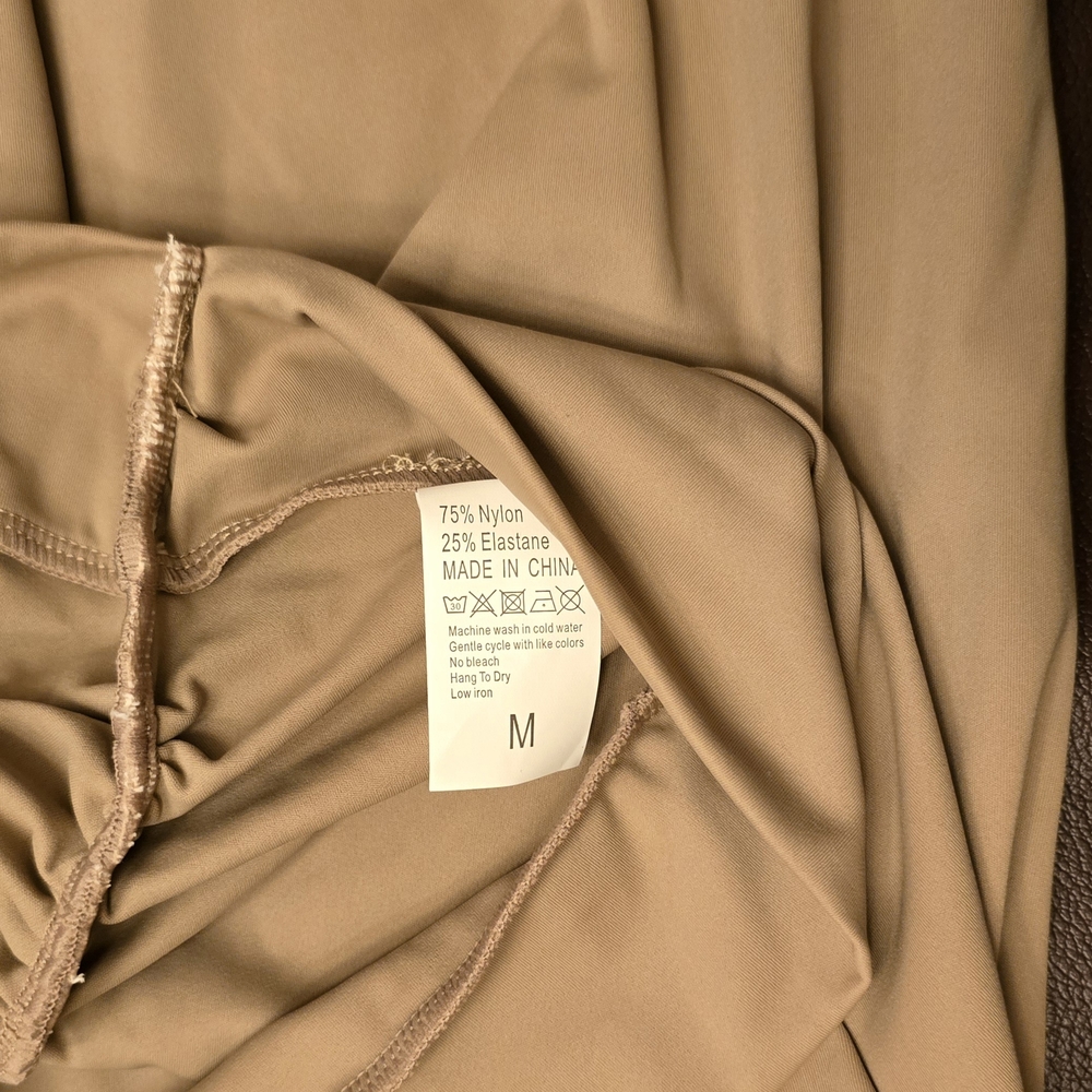 Tan Nylon-Blend Workout Pants Size M